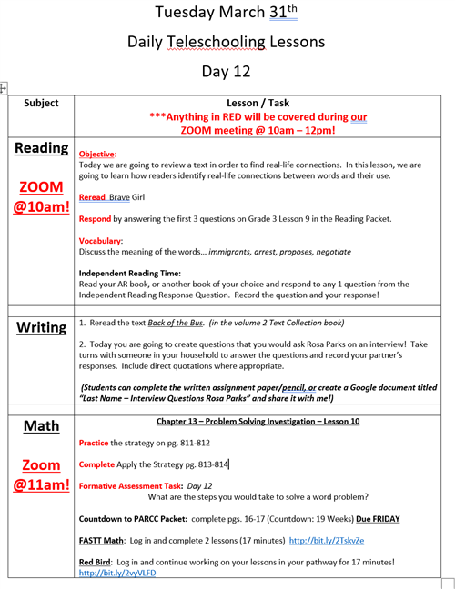 day 12 agenda 